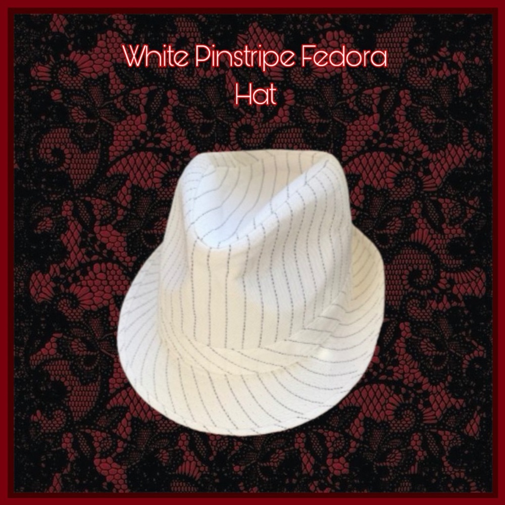 White Pinstripe Fedora Hat